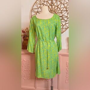 Escapada Vibrant‎ Lime and Teal Long Sleeve Dress